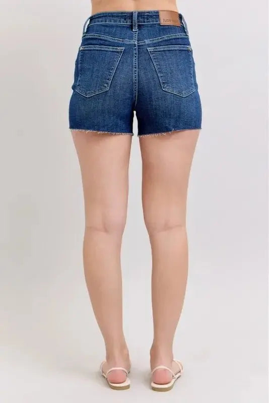 Judy Blue High Waist Criss-Cross Waistband Denim Shorts - Love Salve